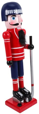 HEALSOPTHY Casse-Noisette Hockey sur Glace en Bois 36 Cm Figurine Traditionnelle Décor Hivernal Noël Original Décoration Festive