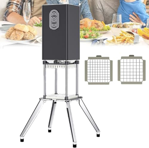Feiphla Coupe-Frites, Professionnel Vertical en Acier Inoxydable, Coupe Rapide, avec Lames De 12,7 Mm Et 10,5 Mm, pour Cuisines Industrielles Et Restaurants. Black