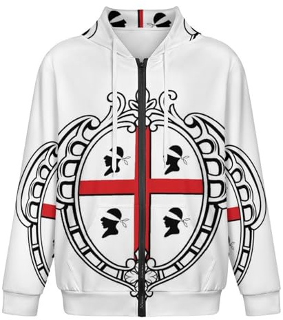 GONMFKM Felpa con Cappuccio da Uomo Oversize A Maniche Lunghe con Stampa Bandiera della Sardegna E Dell'Italia con Cerniera E Tasca