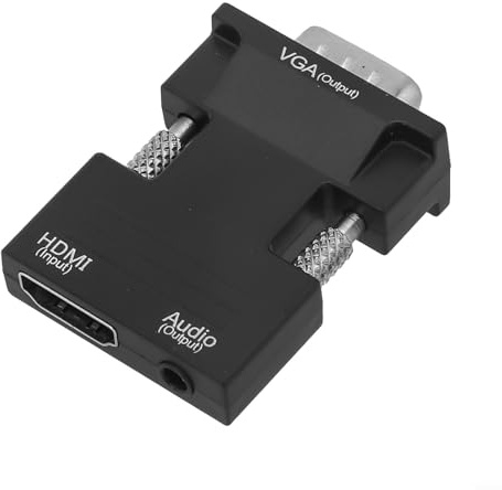 Convertisseur VGA femelle vers mâle avec câble audio 3,5 mm - Adaptateur vidéo HD 1080p pour projecteur, PS4, ordinateur portable et PC - Design ABS compact (noir)