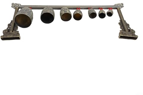 Juego de instrumentos de percusión de bronce de estilo chino con 7 campanas decoradas para meditación, yoga y rutinas de bienestar holísticas