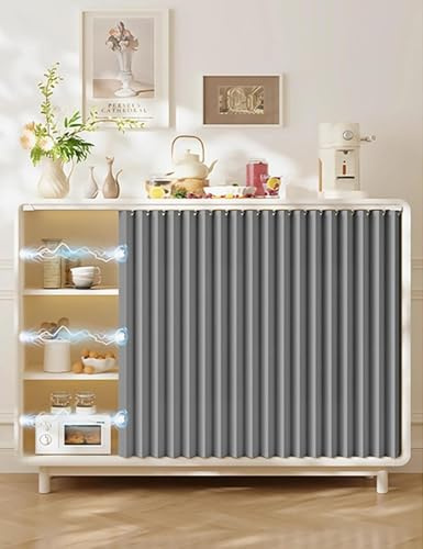 YSZBD Schrank Vorhang, Schrankvorhang Zum Vorhang Regal Schiebevorhang Regal Schrankvorhänge Mit Schienen Schiebevorhang Schiebegardinen Für Garderoben, Küchen Und Raumteiler,Grey-W80cm/H130cm