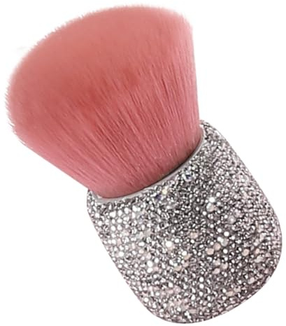 Pink Mushroom Head Kabuki Makeup Brush for Travel Touchups | Plastic Handle, Compact Portable Size, Does Not Shed, Suitable for Makeup Artists and Beginners