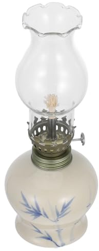USHOBE Vintage Petroleumlampe aus Keramik und Glas für Innenbereich