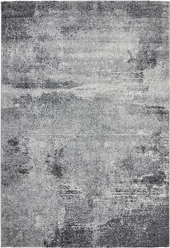 andiamo Luna Zeitloser Webteppich | Kurzflor Teppich für Esszimmer, Wohnzimmer Schlafzimmer im Vintage Look | Wohnzimmerteppich | Grau 160 x 230 cm