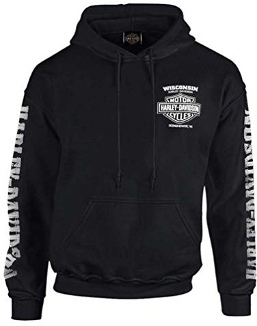 Harley-Davidson Men's Lightning Crest Pullover Hooded Sweatshirt, Black (XL)