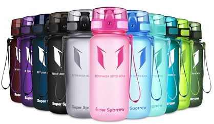 Sparrow Gourde Sport 500ml/750ml/1L - sans BPA - Tritan Plastique Bouteille | Étanche, Gourdes eau, Légère, Lave-vaisselle, Flip Top 1-Clic, Ergonomique, École, Sport, Fitness, Gym, Running, Randonnée
