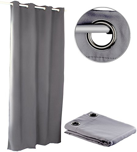 Carlo Milano Gardine: Verdunkelungs-Vorhang mit weiten 4-cm-Ösen, 145 x 245 cm, grau (Verdunklungsvorhang, Thermovorhang mit Ösen, Dia)