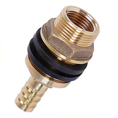 Soytich Tank Bung 19mm Schlauchtülle 3/4' IG 1' AG (ALF3+F2) Gelb Messing Rund Wasserbehälterzubehör