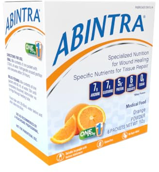 ABINTRA Specialized Nutrition for Wound Healing Includes L-Arginine, Orange Flavor, 6 Packets, 27g Each