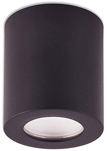 Trano LED spot de superficie IP44 baño exterior negro blanco cálido 3 vatios - Foco de techo para habitaciones secas y húmedas como luz de techo - Foco de techo de superficie GU10