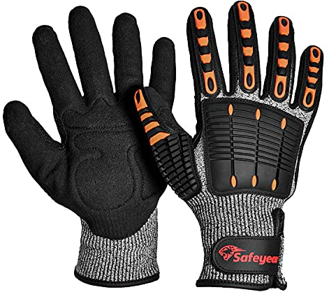 SAFEYEAR kettensäge schnittschutzhandschuhe größe 9 forst klasse 5 Anti Impact Rutschfest Rutschfester, flexibler Griff, verwendet in Baustellen, Maschinen, Autowerkstätten Winter, Orange