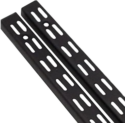 EAI Twin Slot Wall Mounted Upright Shelving - Pack of 2, Black, 430mm | Strong, Heavy Duty Steel Shelf | For Shed, Garage, Indoor Storage | Easy To Install Rack