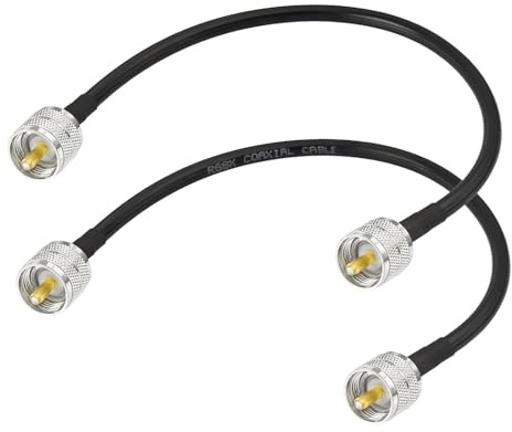 Superbat RG8X Jumper Cable PL259 to PL259 Cable (1ft 2-Pack PL-259 Jumpers) for CB Antenna Cable Extension Duplexer Tuner Dummy Load Ham Radio SWR Meter etc.