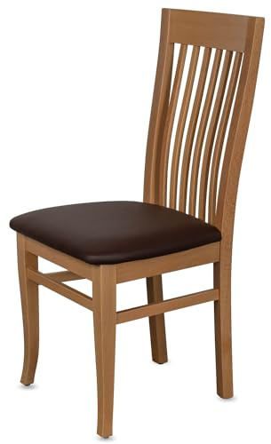 Esszimmerstühle 2er Set Griffloch Massivholz Buche, Natur-Braun CH05