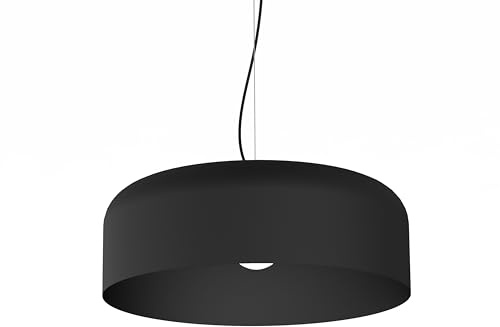 L+ Moderne Hängeleuchte aus Metall in Zylinderform – Durchmesser 50cm, Anschluss E27 – Made in Italy – für Küche und Wohnzimmer (Schwarz, 50cm)
