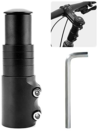 Rehausse Potence VTT Potence de Guidon Fourche Extenseur Réglable Rallonge Potence Velo en Alliage d'Aluminium Rallonge de Tige Fourche Bicyclette Étendre Riser pour Vélo de Route BMX Noir 28,6mm