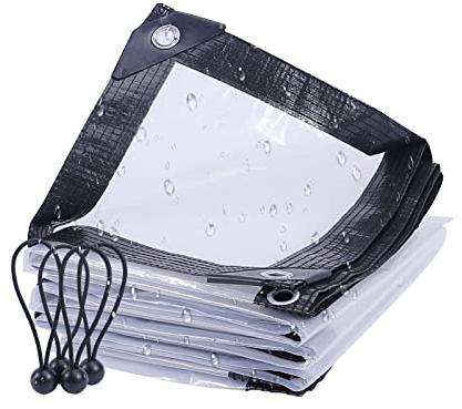 FoundGo 3x5m Transparente Abdeckplane mit Ösen [PE Material 130 g/m²] wasserdichte Regenschutz Durchsichtige Plane Outdoor Abdeckfolie Inkl. 4X Planenspannern