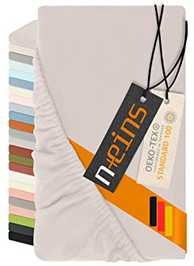 Npluseins Drap Housse 90x200 à 100x200 cm - fabriqué en Allemagne - Flanelle Fine 100% Coton - Linge de lit Chaud et Doux, résistant et Opaque, 1037.1342, Gris Clair