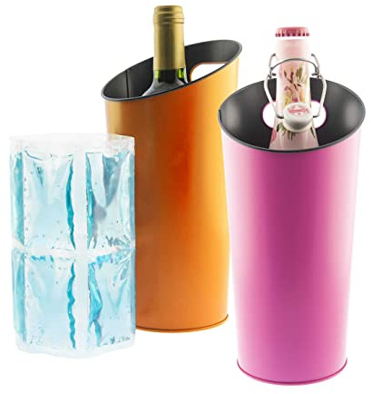 Koala Spain (Pack of 2) Cooler Wine or Digging Bottle, Metallic with Handle, Pink and Orange, Cooling Gel Made in Spain