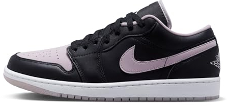 NIKE Air Jordan 1 Low Herren Sneaker Schwarz/Weiß/Iced Lilac, Schwarz Weiß Iced Lilac, 43 EU