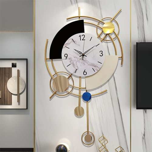 GERHWASH Horloge Murale Design Moderne Silencieuse - Cuisine Horloge à Quartz en Métal 3D Art Design de Mode, Montres Murales de Créativité (70 * 42cm)