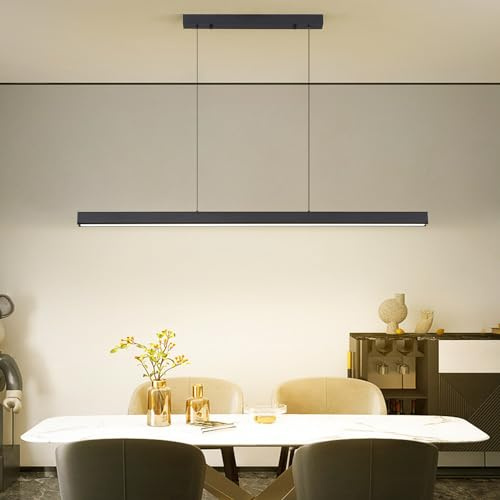 Mikeru 180cm LED Pendant Light, Kitchen Island Lighting 10% to 100% Dimmable Hanging Table Light 3000K/4500K/6000K 3 Color Change Minimalist Ceiling Lamp with Memory Function for Living Room