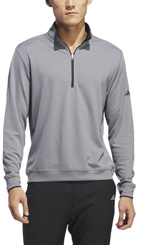 adidas Hombre Lightweight Half-Zip Top Sweatshirt, Grey Three, L