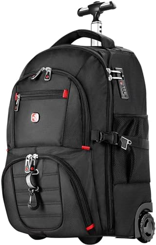 star cloud 21x14x9 Reiserucksack mit Rollen – Wasserabweisender Rucksack Trolley mit 17,3 Laptopfach – Handgepäck Rucksack Rollen für Geschäftsreise, Hochschulen & Wochenendtrip