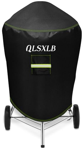 QLSXLB Housse Barbecue Exterieur Rond, Oxford 600D Robuste Bache de Protection BBQ Φ63x88cm, Couverture de Grill Anti-Vent/Anti-UV/Anti-l'eau/Anti-l'Humidité/Antipoussière Noir
