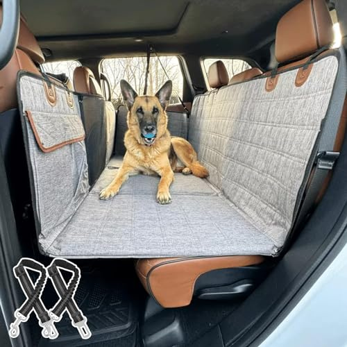 RUYICZB Hundedecke Auto Rückbank, Autoschondecke Für Hunde Rücksitz, Hund Auto Rückbank Rücksitz Mit Seitenschutz, Kratzfeste Und Wasserabweisende Hundematte Auto Für Meisten Auto SUV LKW,Grau