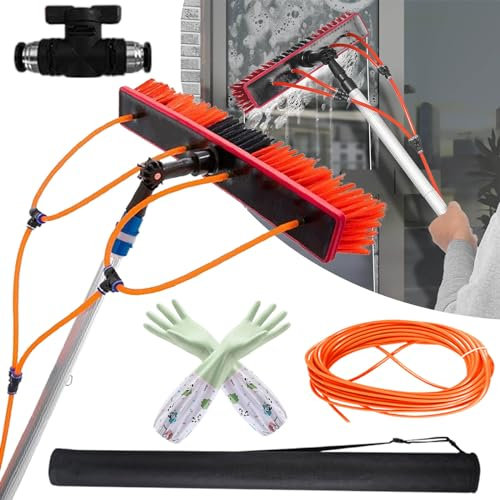 pedenencelia Solar Panel Cleaning Brush,Water Fed Pole Kit With Gloves,26.3 Ft Water Fed Pole Cleaning Kit,Solar Panel Cleaning Window Cleaner Tool,7M