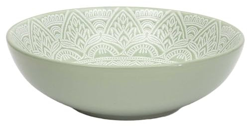 HOME DECO FACTORY, KA0458, Placa de Sopa de diseño Moderno en cerámica Durable, Ideal para sopas y Platos de Salsa, Easy to Maintain, Green Color, diámetro 185 cm