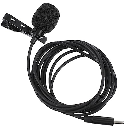 JEWEDECO USB C-mikrofon Lavaliermikrofon Schwarz mit Clip für Handy | Kabellos, Noise Reduction, 360 Grad Omnidirektionale Aufnahme, Plug And Play