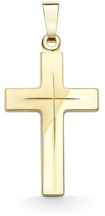 EDELIND Kreuz Anhänger Gold 333 Echtgold für Herren Damen, Goldanhänger Kreuz gesandelt/glanz/diam. 8 Karat Gelbgold Höhe 21 mm, Kettenanhänger mit Schmuck Geschenk Box