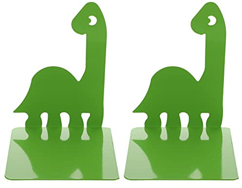 Operitacx Robuste Metall Buchstützen Dino Design Schwere Buchstützen rutschfest Für Kinderzimmer Büro Regal Dekoration Grün