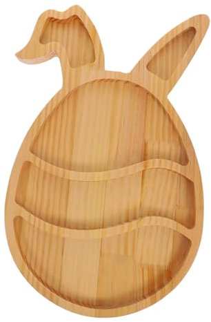 Cabilock Plato De Conejito De Pascua Bandeja para Servir Madera Decoración Dulces