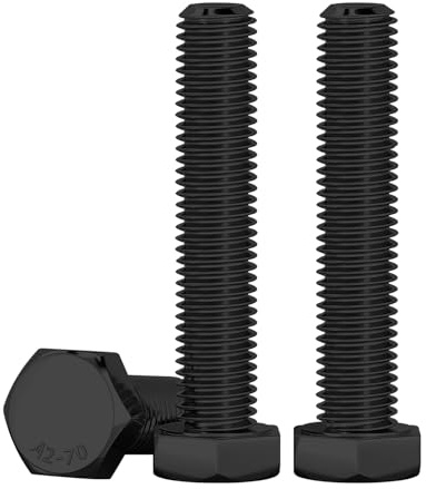 Drenky 10 Stück M10 Sechskantschrauben Schwarz Edelstahl Schrauben A2 V2A M10 x 60mm Sechskantkopfschraube DIN 933 Maschinenschrauben Bolzen für Möbelreparatur, Automobil- und Maschinenmontage