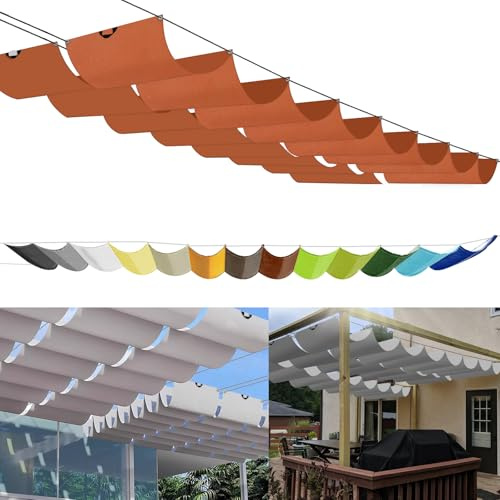 Einziehbares Sonnensegel 4x3m, nach Maß Pergola Markise Verstellbar Schattenabdeckung 95% UV-Schutz & reißfest Inkl. Montageseilen für Terrasse/Pergola Rostrot