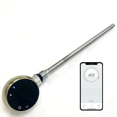 Greened House Wifi Electric Smart Heating Element for Towel Rails and Radiators with LED touchscreen Thermostat/Timer Energy Efficient (EU) (Brushed Brass, 300w)