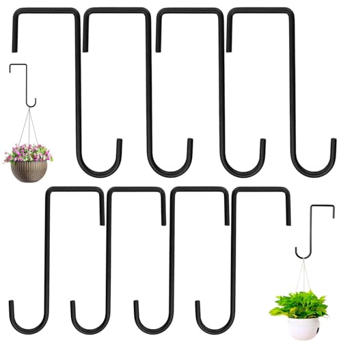 Taicols 8 Stück Blumenampel Halterung, Blumenkasten Haken, Pflanzenhaken, Garten Hängehaken, Zaunhaken zum im Innen Außen Aufhängen von Pflanzen, Vogelfutterspender, Lichterschaufelhalter