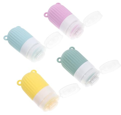 VICASKY Flacons de Voyage en Silicone 30ml Rechargeables et Faciles à Nettoyer, Lot de 4 Bouteilles Souples pour Transporter Shampoing et Lotion en Avion