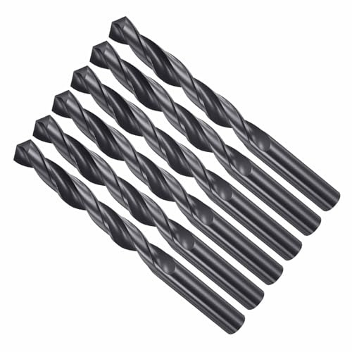 CoCud Drill Bit 13mm Cutting Diameter 4241 HSS for Wood 6-Pieces | Nitriding Black 118° Cutting Angle Versatile Bits - (Applications: for Drilling Plastic Wood Soft Metal)