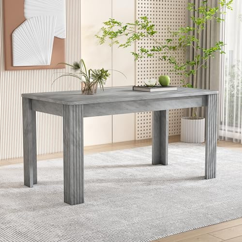 DUlVBPE Esszimmertisch, Zeitgemäßer Esstisch, Robuster Esstisch, Tisch mit Vier Beinen,Eichenholztisch, Rechteckiger, Kaffee-Freizeittisch, Modern einfacher, Beton-Optik