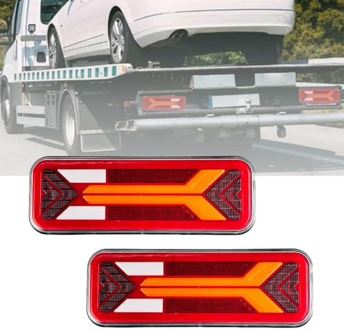 RATSTONE LED Rückleuchten Anhänger,2X Anhänger Beleuchtung,12/24 V Gleichstrom-Rückleuchten,Fünf Funktionen,Wasserdicht,Geeignet für Lieferwagen,LKWs,PKWs,Wohnmobile usw.(28x10cm)