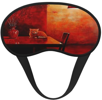 Schlafmaske, Katze auf dem Tisch, weich und bequem, für Männer, Frauen, bequeme Schlafmaske
