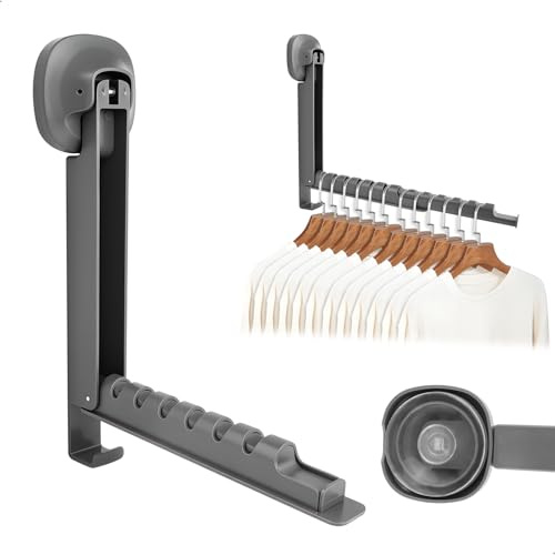 gexuamz Perchero Plegable Pared, Perchas Plegables con Ventosa, Extensible Tendedero Pared con Gancho, 12 Ranuras Percha Multiple para Balcon Dormitorio Salón Baño, Carga de 15 kg