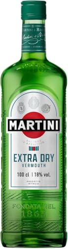 MARTINI Extra Dry Apéritif Vermouth Blanc, 18% vol., 100cl / 1L, Vermouth Italien Brillant Infusé avec des plantes botaniques sélectionnées à la main (Lot de 6)