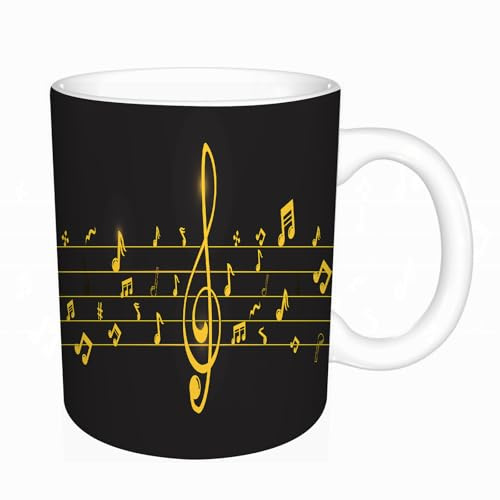 AELKSP Tazzine caffe,tazze divertenti,tazze colazione,tazze da the,tazza colazione,regalo uomo,regali divertenti,Design del logo della scala musicale con concetto di oro. Segno o simbolo d,11oz/330ml