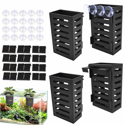 Befun 4PCS Aquarium Plant Holder, Fish Tank Plant Holder Decor Accessories | with 24 Hooks and 20 Suction Cups for Fish Tank Aquarium Planter and Aquascape Decorations